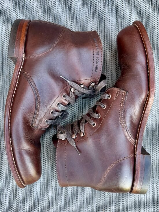 Wolverine 1000 Mile Plain-Toe Original Boots Mens Sz 10.5D Brown Leather main image 13